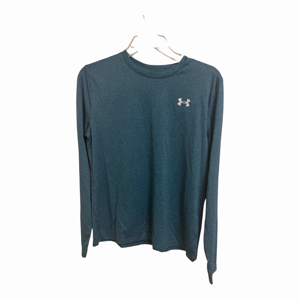 Under Armour Boys‎ YXL Blue Polyester Long Sleeve Crew Neck Logo T-Shirt